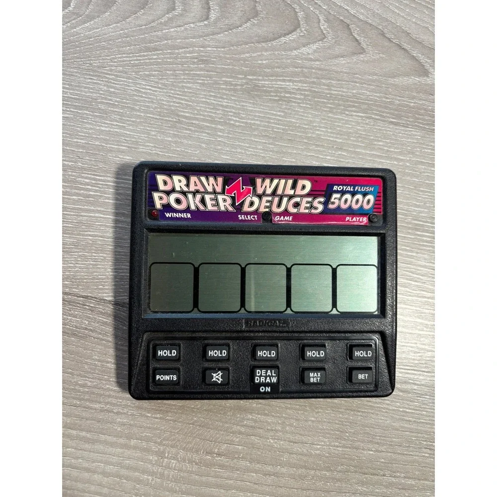 Radica Draw Poker Wild Deuces 5000 Handheld Electronic Game Vintage Model 1414